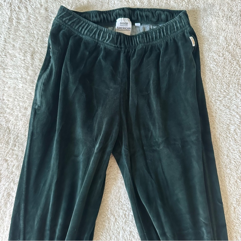 Good American Velour Twisted Seam Sweatpants Joggers In Emerald Green Sz 1 S